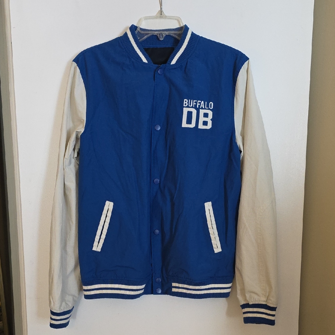 Buffalo David Bitton Blue And White Varsity Jacket Buffalo David Bitton Blue And White Varsity Jacket